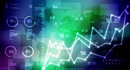 2d rendering Stock market online business concept. business Graph 