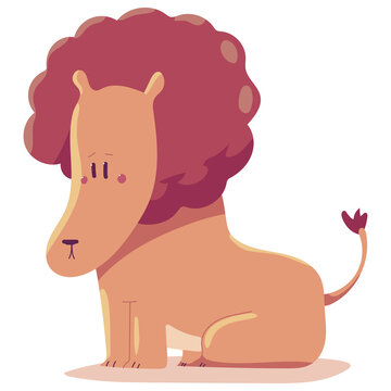 Cute lion vector cartoon illustration isolated on a white background.