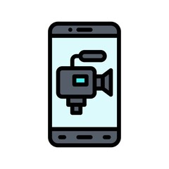 Fototapeta premium application icons set related mobile phone screen with video camera, screen and buttons vectors with editable stroke,