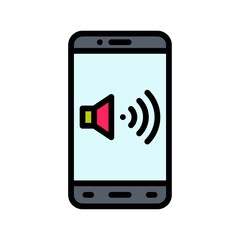 application icons set related mobile phone screen with speaker sign and buttons vectors with editable stroke,