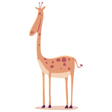 Cute giraffe vector cartoon illustration isolated on a white background.