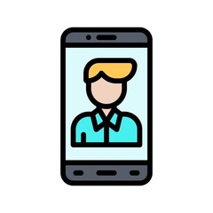 application icons set related mobile phone screen with boy face, dress and buttons vectors with editable stroke,