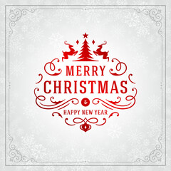 Fototapeta na wymiar Merry Christmas and new year greeting card design and light with snowflakes.