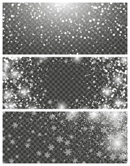 Snowfall and falling snowflakes