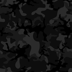 
Black camouflage seamless pattern on textiles. Vector graphics. Ornament.