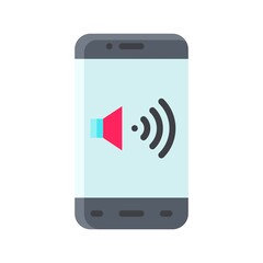 application icons set related mobile phone screen with speaker sign and buttons vectors in flat style,