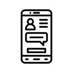 application icons set related mobile phone screen with notifications and character with buttons vectors in lineal style,