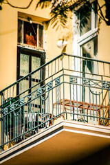 View of the facade of a modern building in the streets of Tel Aviv in Israel