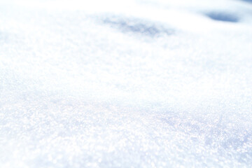 Fototapeta na wymiar photo of defocused white snow, natural texture, shiny background for designer, concept of winter mood, weather