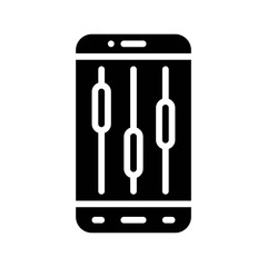 application icons set related mobile phone screen with volume buttons vectors in solid design,