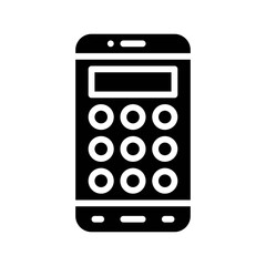 application icons set related mobile phone screen with claculator and buttons vectors in solid design,