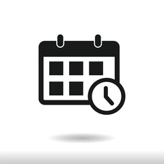 Calendar icon vector . Calendar with clock sign