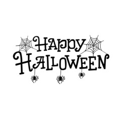 Vector lettering illustration of Happy Halloween on white background. Template for party banner, design, print, poster. Happy Halloween lettering typography poster.