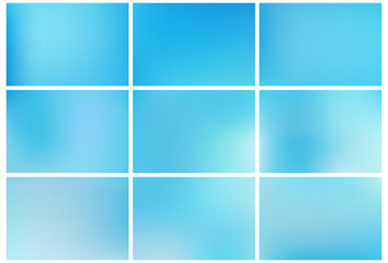 Obraz premium Gradient Blue abstract backgrounds set.