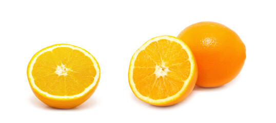 One oranges and half juicy half oranges
