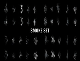 Vector realistic cigarette smoke waves.