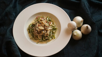 Tagliatelle with mushroom cream sauce