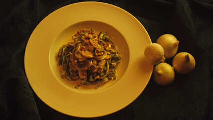 Tagliatelle with mushroom cream sauce