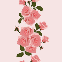 Seamless vector illustration with delicate roses