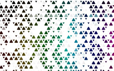 Fototapeta na wymiar Light Multicolor, Rainbow vector seamless template with crystals, triangles. Glitter abstract illustration with triangular shapes. Trendy design for wallpaper, fabric makers.