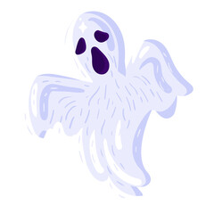 Spooky Halloween ghost icon on white background