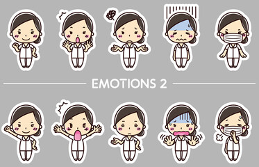 女性看護師の表情イラスト10点セット