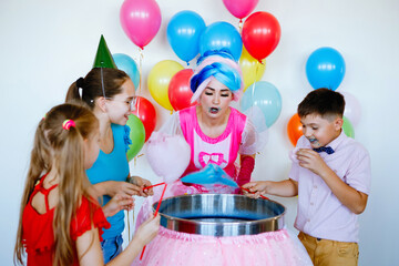 Birthday party with cotton candy.