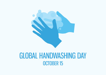Global Handwashing Day vector. Washing hands icon vector. Silhouette of hands with with soap suds vector. Handwashing Day Poster, October 15. Important day