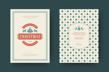 Fototapeta na wymiar Christmas greeting card vintage typographic design ornate decoration symbols