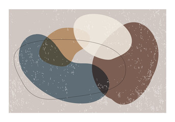 Minimalist design horizontal background with abstract organic shapes composition