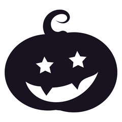 Black Halloween pumpkin silhouette icon on white