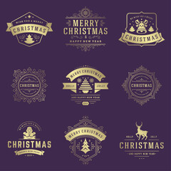 Christmas labels and badges vector design elements set