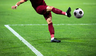 soccer game background player kicking football