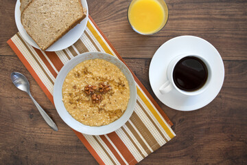 Pumpkin Spice Oatmeal on a Wooden Table