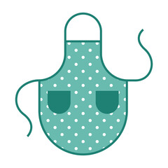 Vector isolated apron. Green colors. White dots pattern. Simple flat graphics.