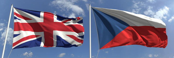 Fototapeta premium National flags of Great Britain and the Czech Republic, 3d rendering