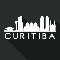 Fototapeta premium Curitiba Brazil America Flat Icon Skyline Silhouette Design City Vector Art Famous Buildings.