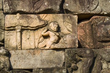 sculptures of the Terrace of the Leper King at Angkor Thom, Siem Reap, Cambodia
