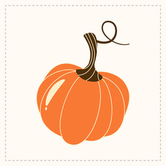 Cartoon pumpkin icon. Autumn harvest. Vector EPS10 illustration isolated on white background.
