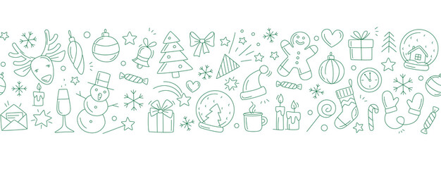 Merry Christmas Happy New Year seamless background pattern.