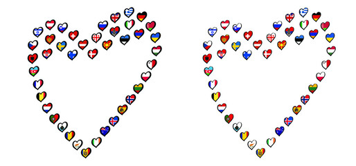 Eurovision europe contest song 2021 Funny euro country map heart flag logo symbol Fun music festival icon Songfestival hearts countries Europe
