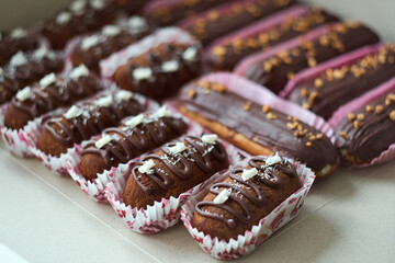 Traditional Russian biscuit cake potato - kartoshka - cake and cream rolled into small potato shape cakes, and then dipped in chocolate coating