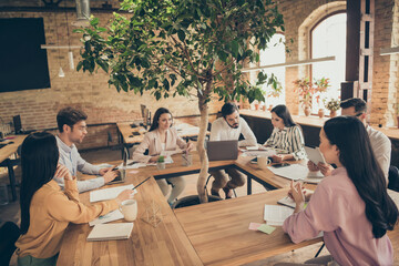 Nice confident focused people finance agent broker meeting brain brainstorming solving staff cost...