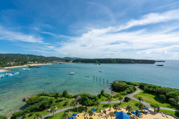 ホテルから見る万座毛の風景