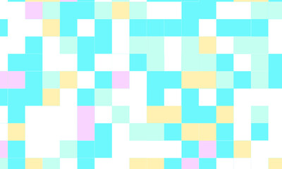 Abstract square pixel mosaic colorful background geometric seamless pattern in pastel colors. 8 bit