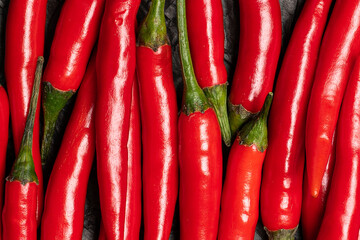 red hot peppers background close up