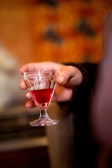 Verre à vin - boisson liquide rose 