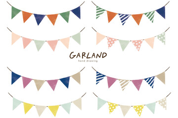 色鉛筆で描いたガーランドのイラスト