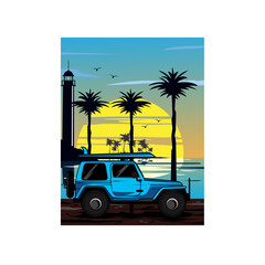 jeep and the light house © yusuf