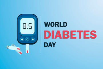 World Diabetes Day Awareness. World diabetes day banner with electronic glucometer which shows glucose level. Vector illustration.